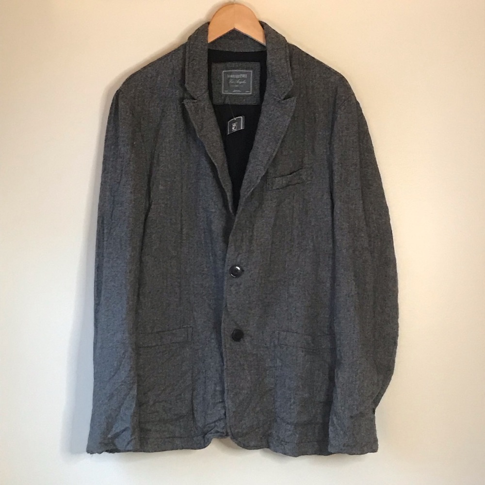 NWT Heritage 1981 Grey Tweed Crinkle Fabric Blazer